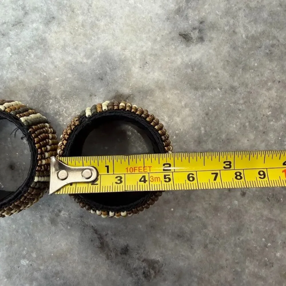 Set of 3 Vintage Earth Toned Boho Beaded Napkin Rings